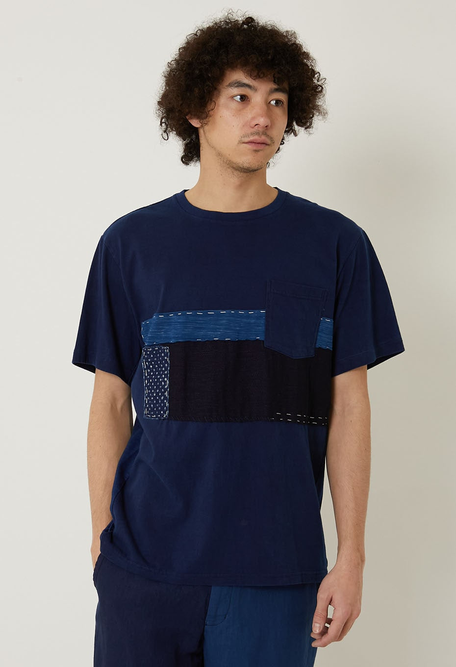 インディゴテゾメ パッチワーク Tシャツ - INDIGO
