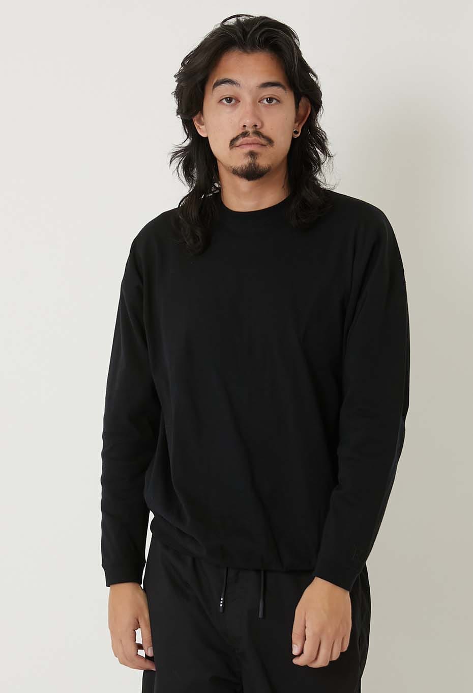 WILDSIDE × HOLLYWOOD RANCH MARKET /ストレッチフライス ヘムリブ Ｔシャツ - BLACK