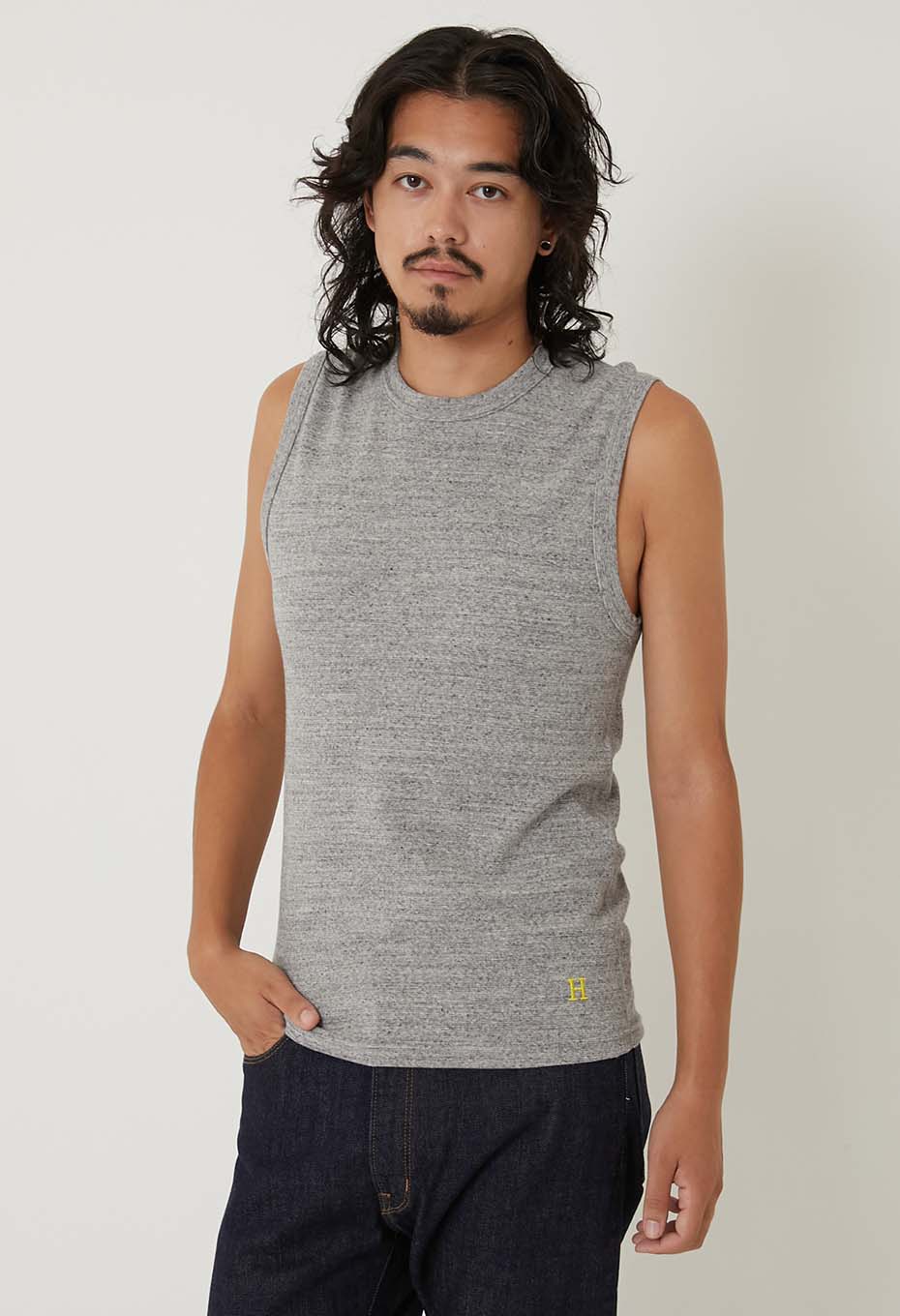 ストレッチフライス ノースリーブ Tシャツ - GREY