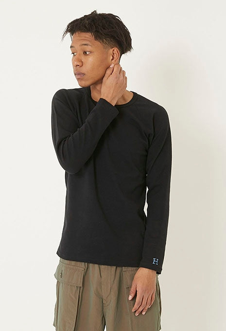 ストレッチフライス ロングスリーブ Tシャツ - BLACK