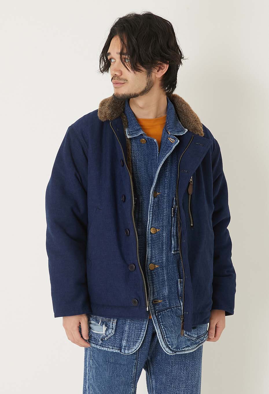 インディゴバックサテン デッキジャケット - BLUE