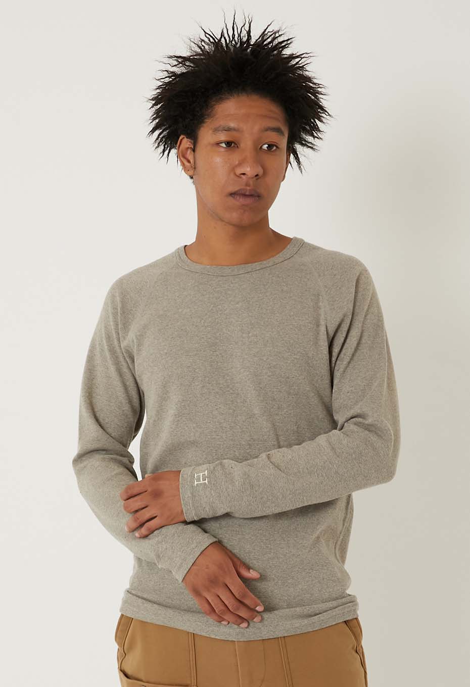 ストレッチフライス ロングスリーブ Tシャツ - OATMEAL