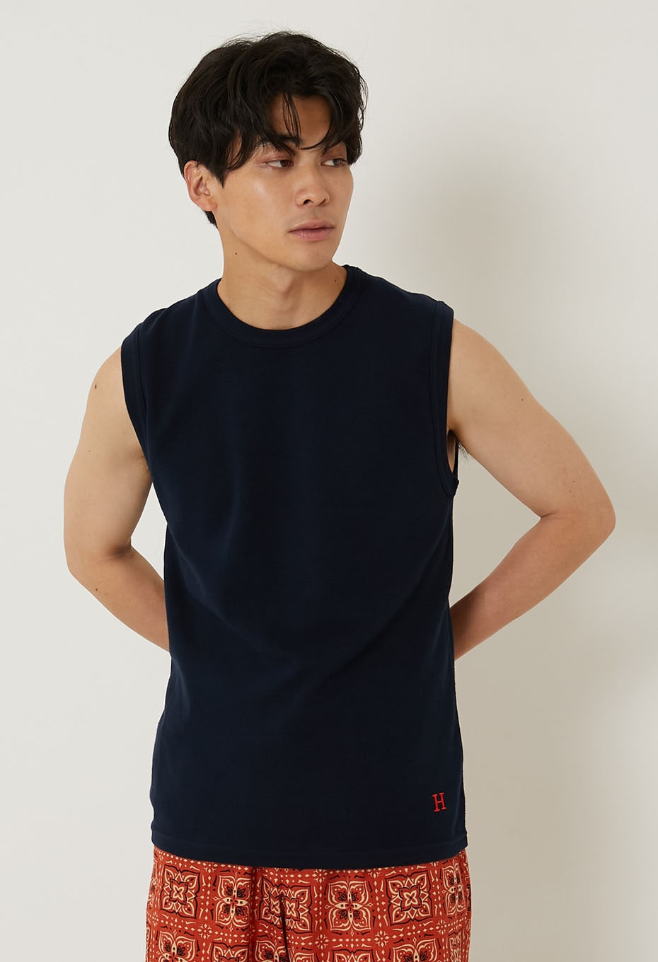 ストレッチフライス ノースリーブ Tシャツ - DARK NAVY