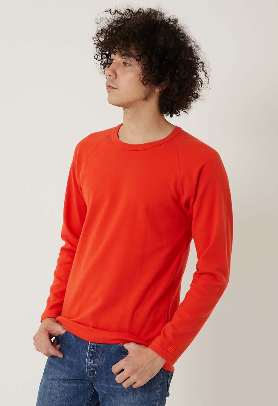 ストレッチフライス ロングスリーブ Tシャツ - ORANGE