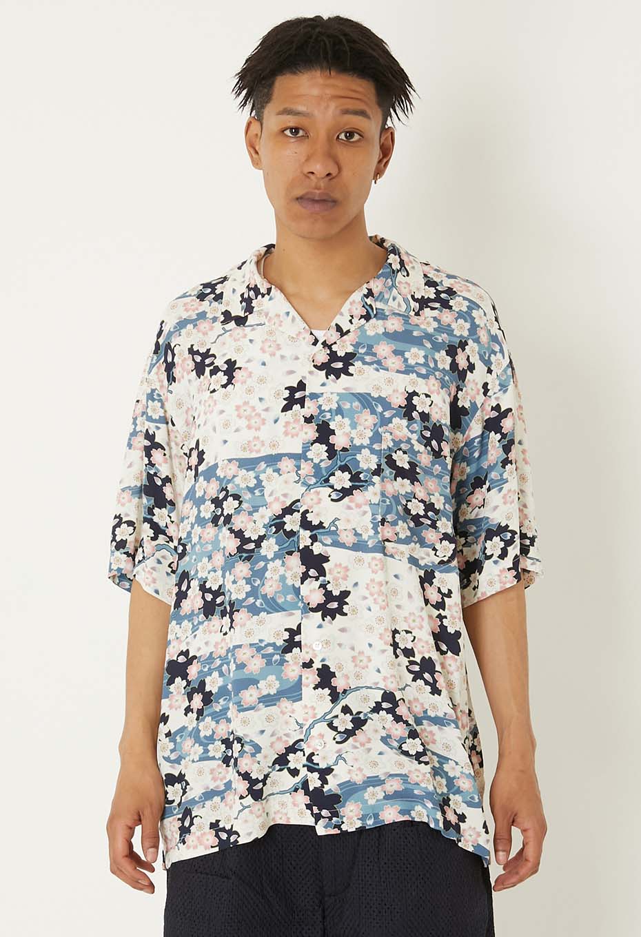 Sakura Nagare short sleeve shirt - WHITE