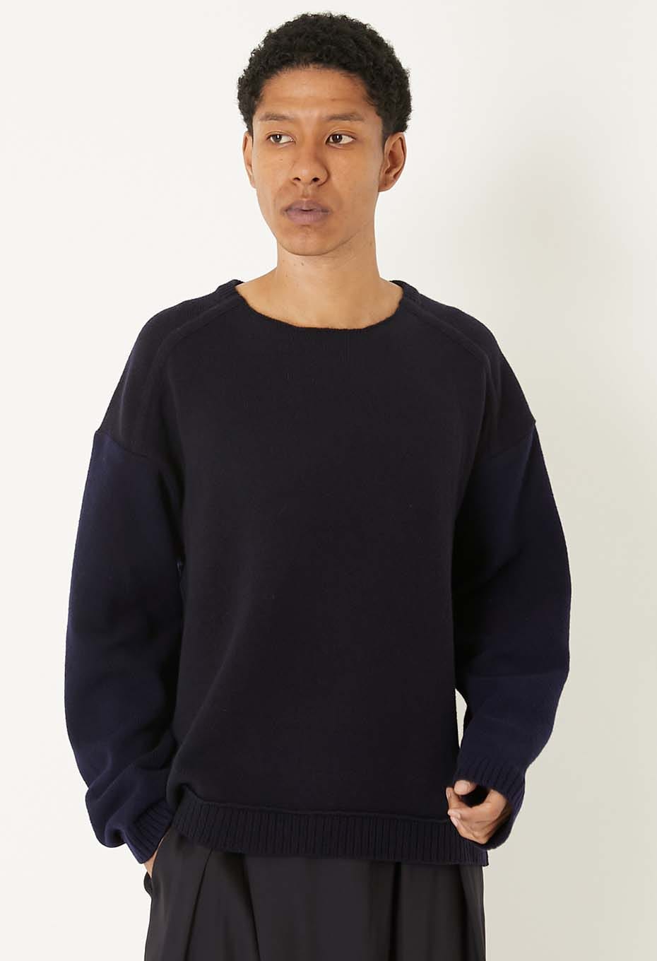 ヤクカシミア プルオーバークルーニット - DARK NAVY