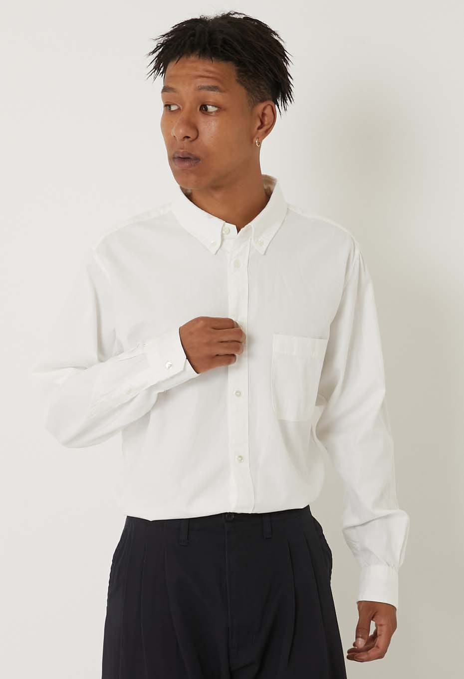ファインオックス ボタンダウン ロングスリーブシャツ - WHITE