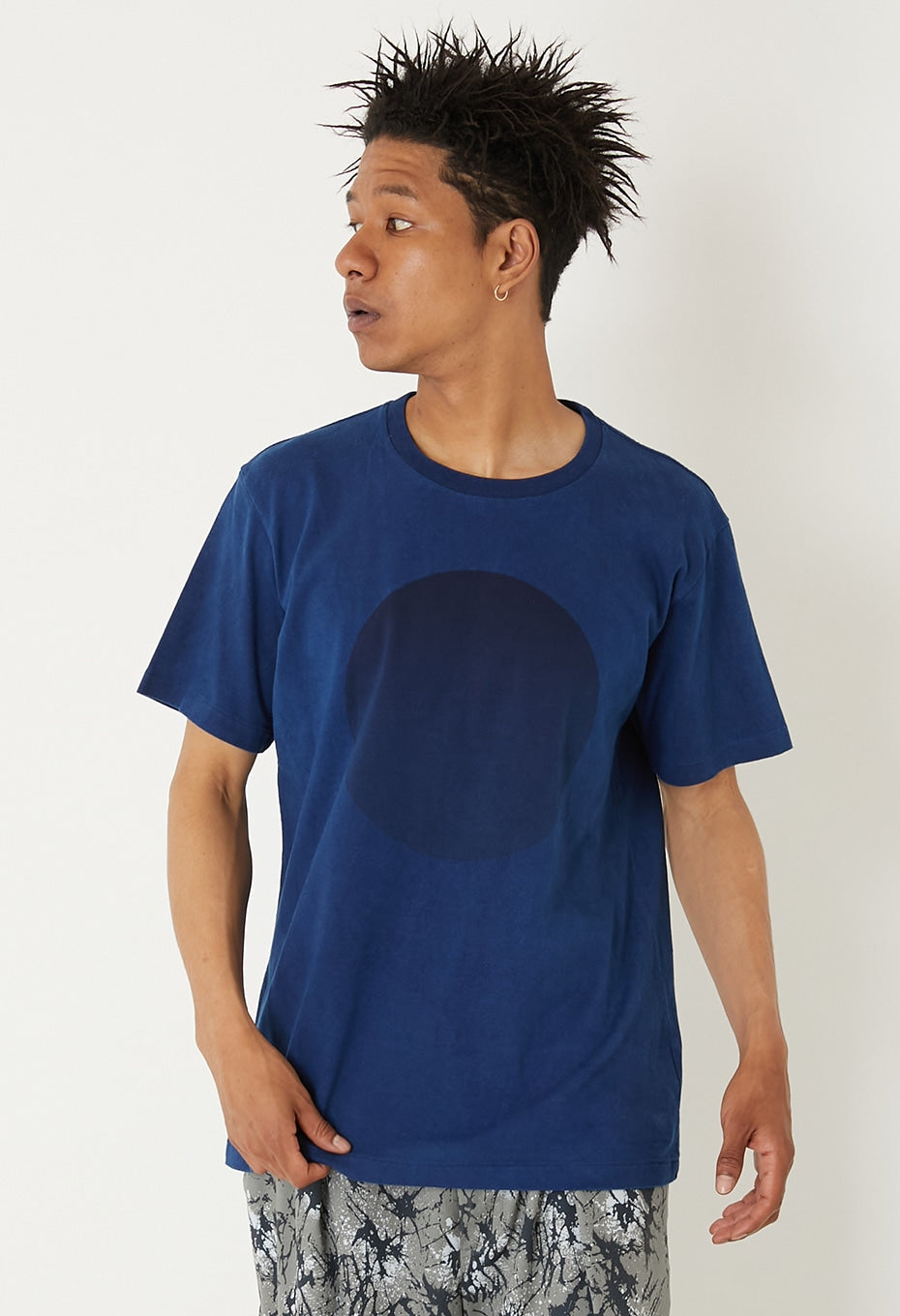 インディゴオオマルプリント ショートスリーブTシャツ - A