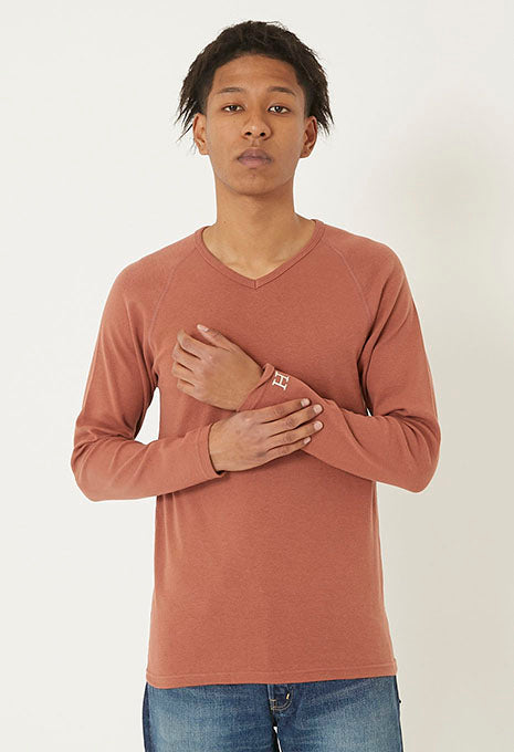 ストレッチフライス Vネックロングスリーブ Tシャツ - COCOA