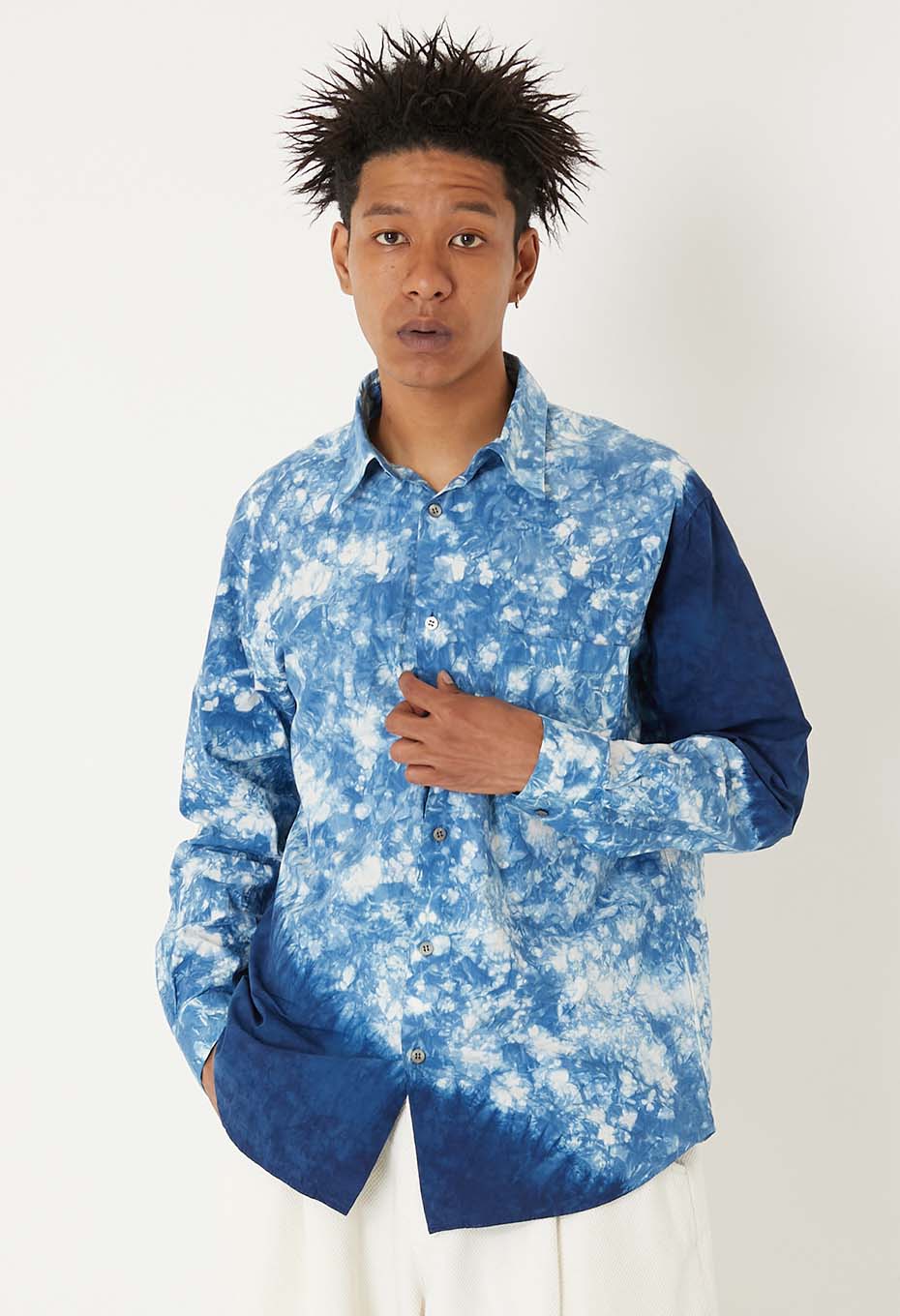 オーガニックコットン ホンアイ ムラクモシボリ レギュラーシャツ - INDIGO