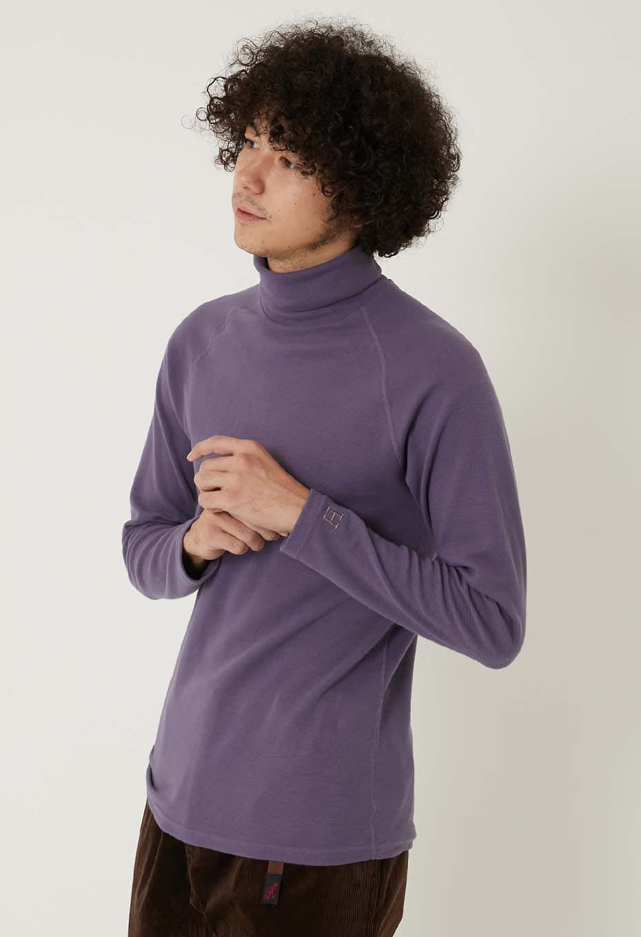 ストレッチフライス タートルネック ロングスリーブ Tシャツ - DK PURPLE
