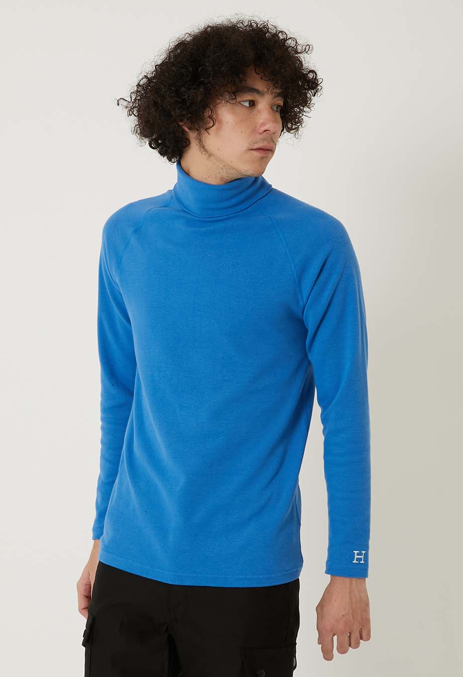 ストレッチフライス タートルネック ロングスリーブ Tシャツ - ROYAL BLUE