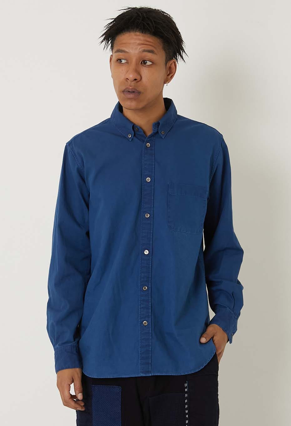 ファインオックス インディゴテゾメ ボタンダウン ロングスリーブシャツ - INDIGO