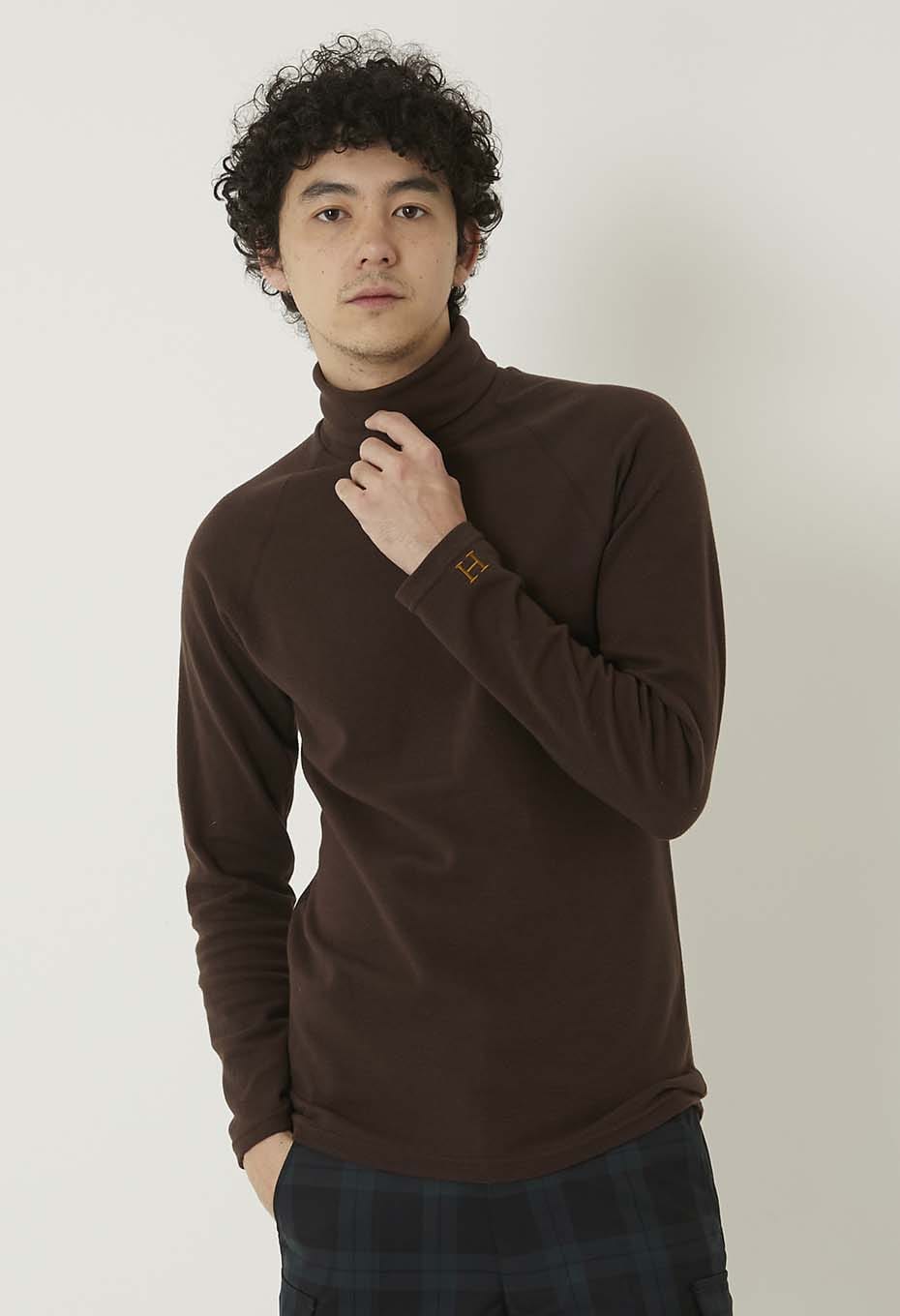ストレッチフライス タートルネック ロングスリーブ Tシャツ - CHOCO