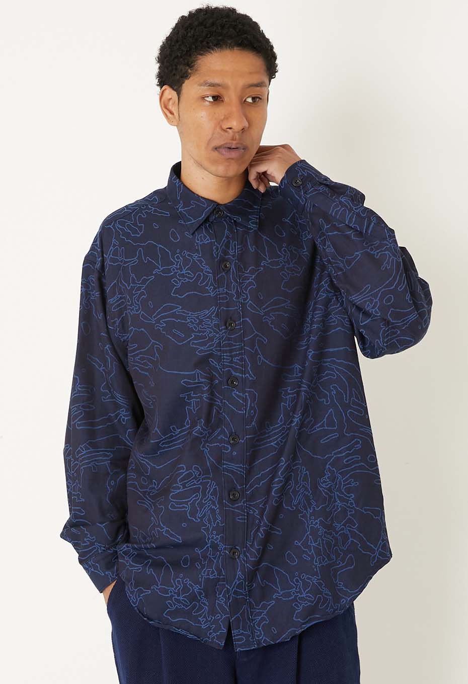 インディゴクモジャカード ロングスリーブシャツ - INDIGO