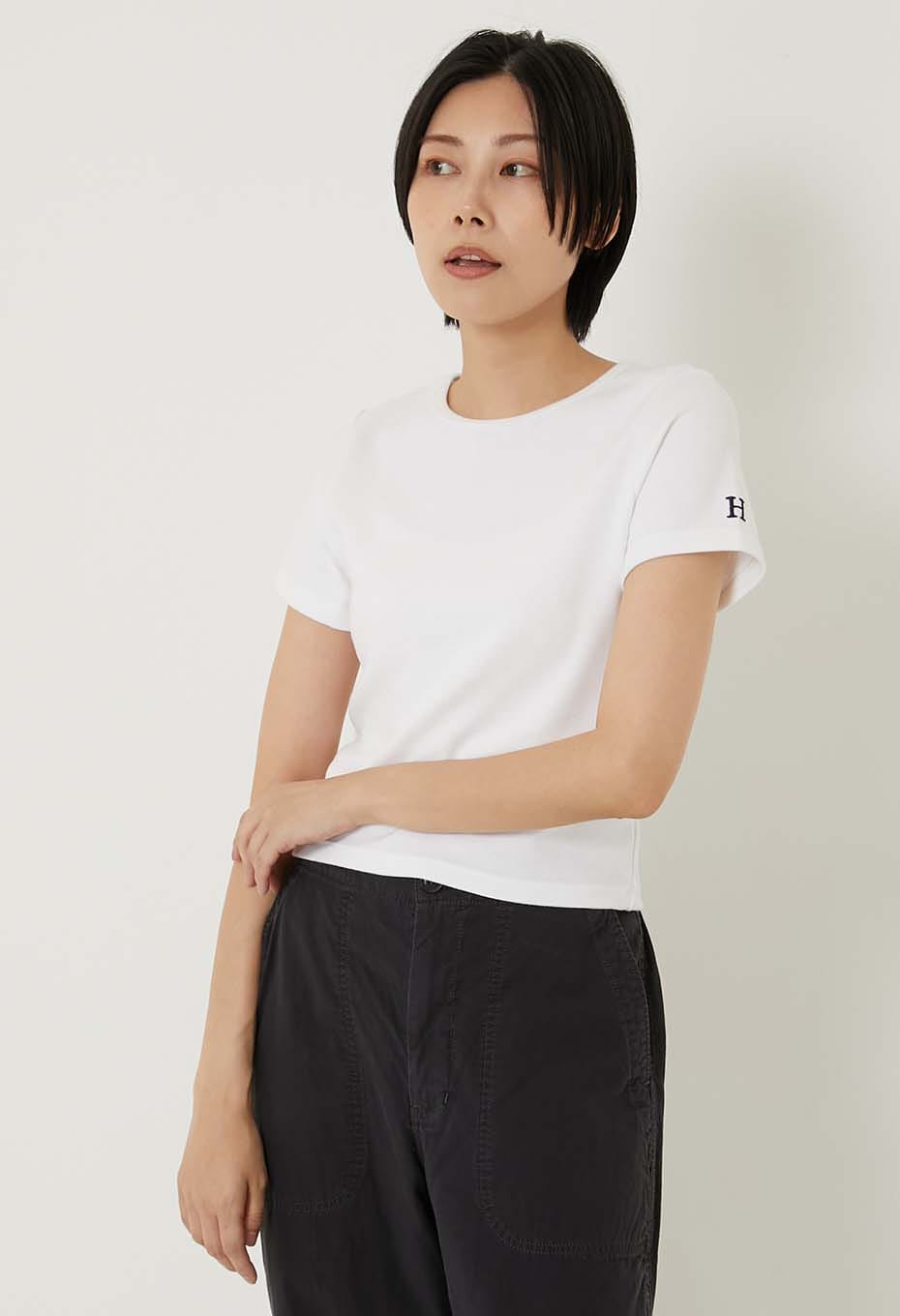 ストレッチフライス クロップド ショートスリーブ Tシャツ ウィメンズ - WHITE