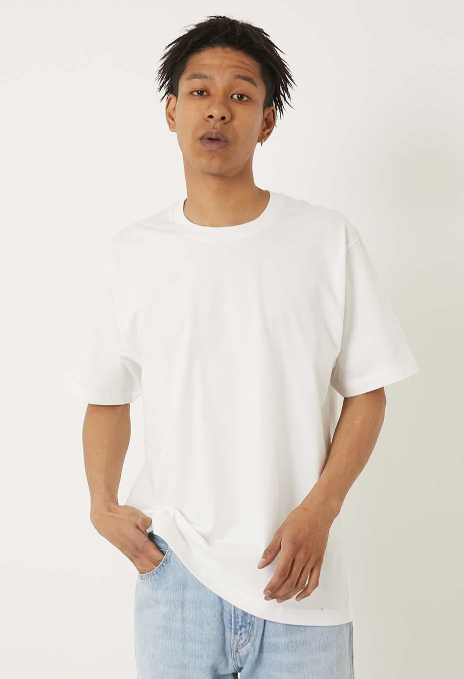 オーガニックコットン ハイゲージテンジク Tシャツ - WHITE