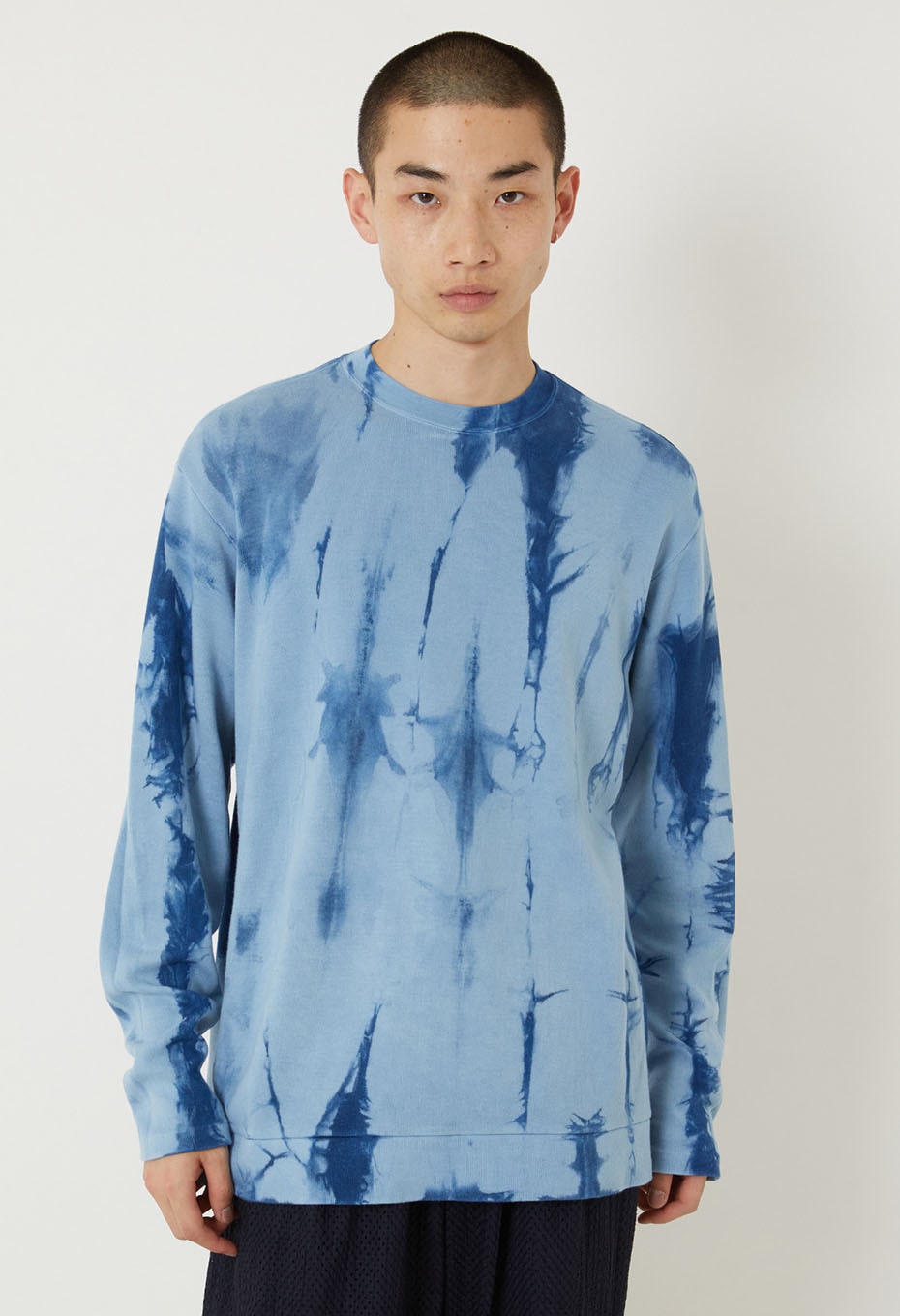 Eightlock Smooth Vertical Long Sleeve Pullover - INDIGO