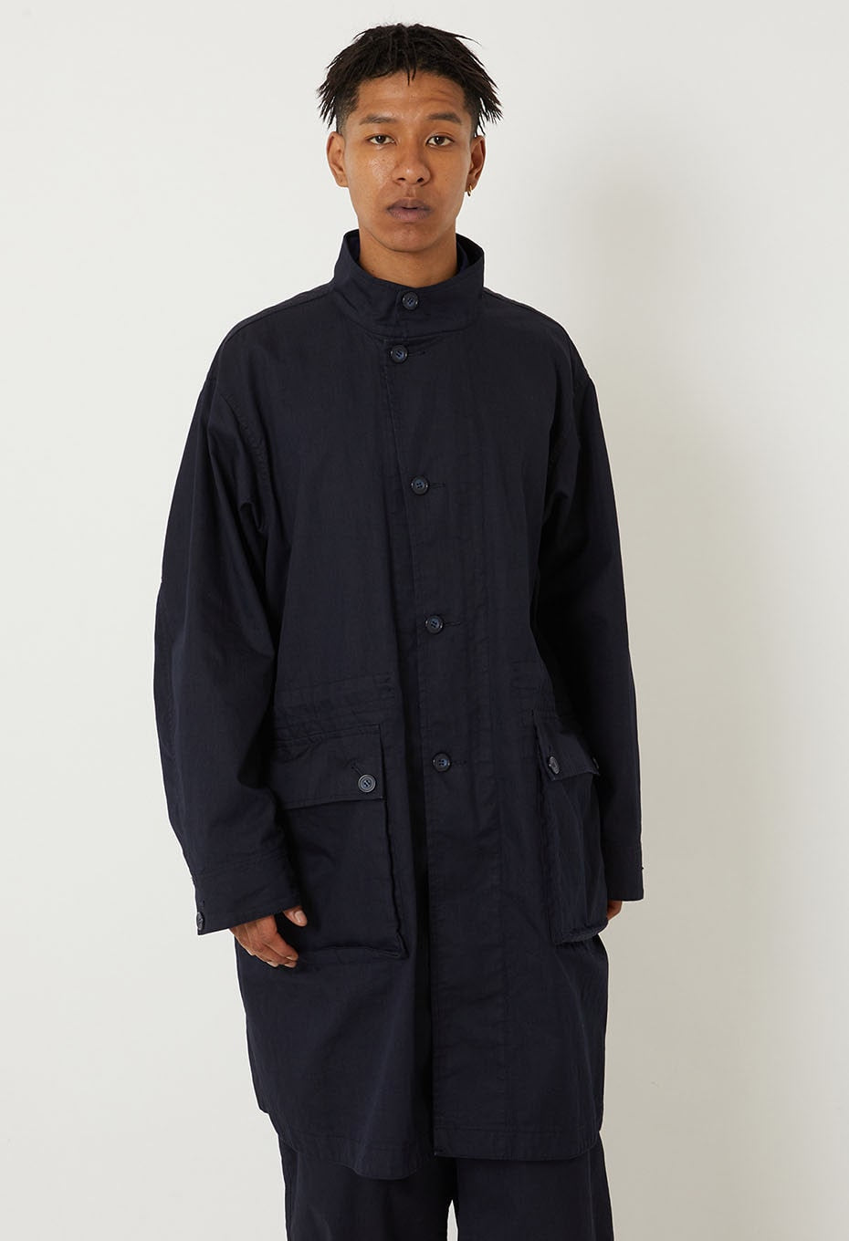 Indigo nylon satin field coat - INDIGO