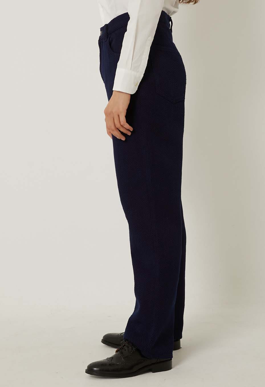 Woven Pure Indigo Light Sashiko Jeans Women - INDIGO