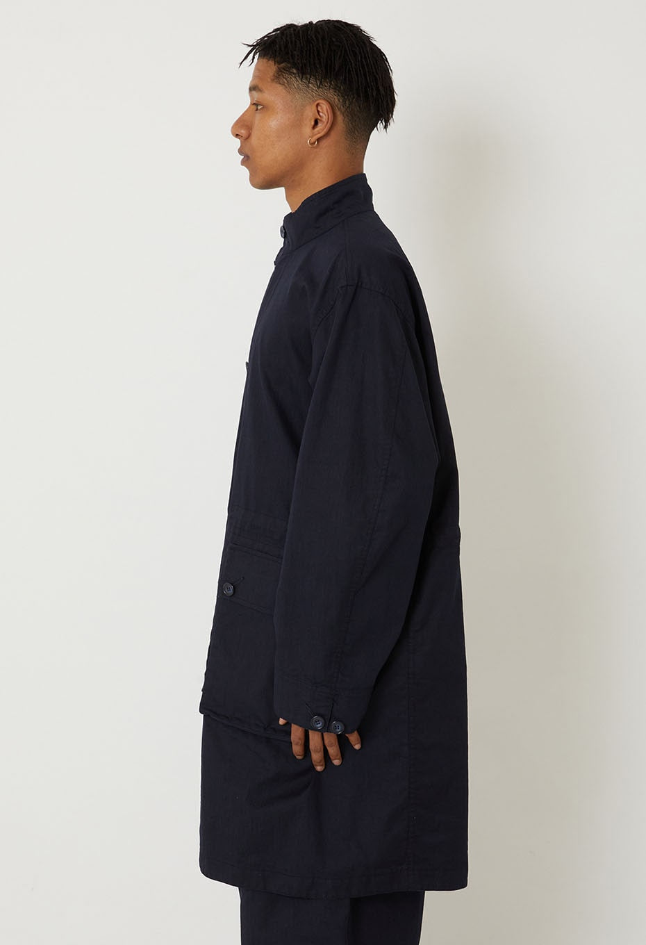 Indigo nylon satin field coat - INDIGO