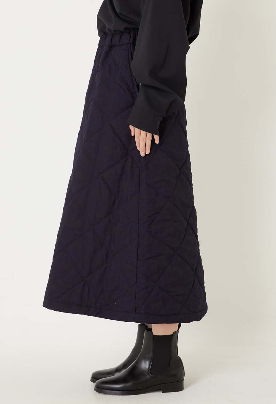 Indigo Tsujigahana Quilted Skirt - INDIGO