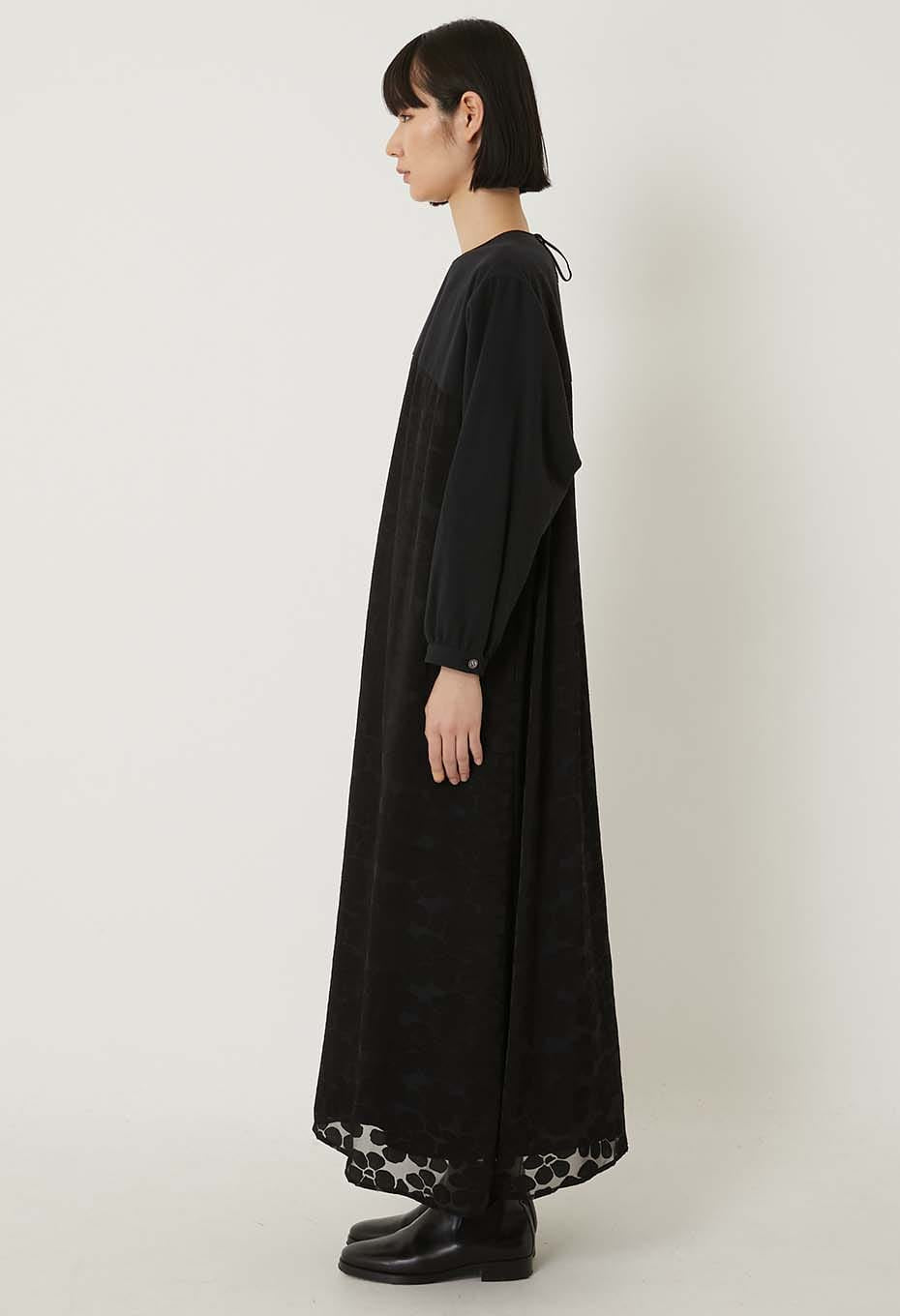 スカシモヨウ プルワンピース - BLACK