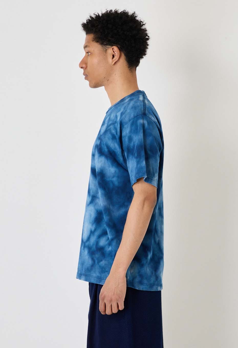 オーガニックコットン テシボリ バッセン ショートスリーブＴシャツ - INDIGO