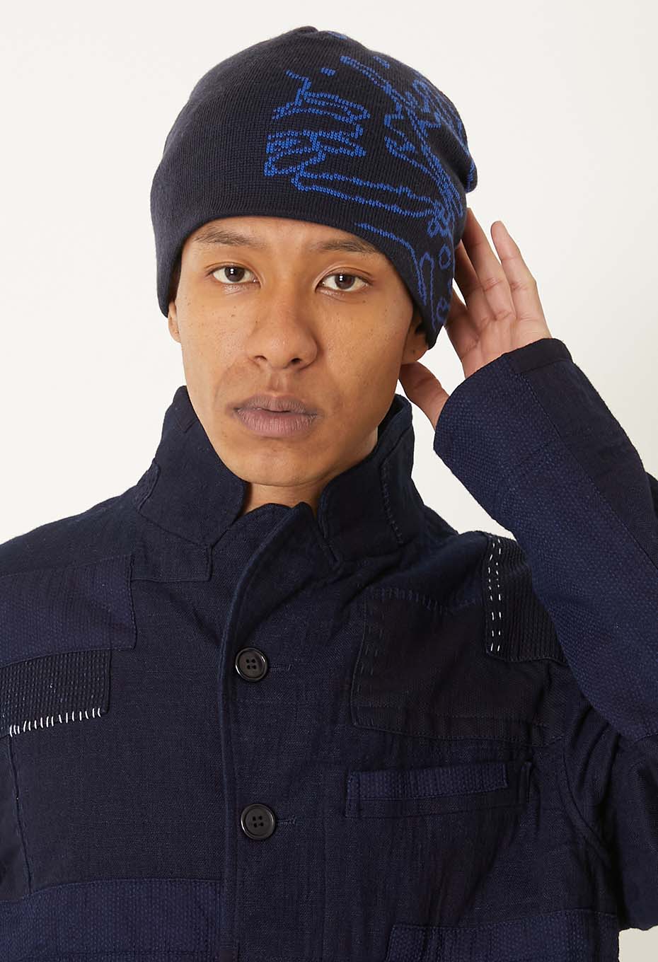 Spider jacquard beanie - DARK NAVY
