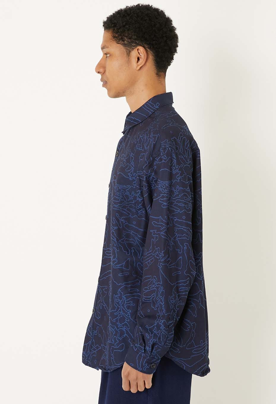 インディゴクモジャカード ロングスリーブシャツ - INDIGO