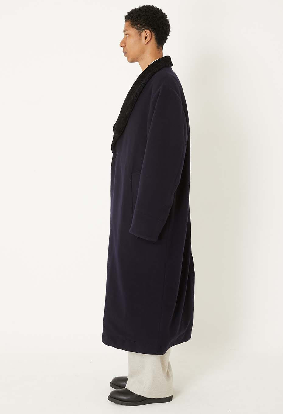 カシミアミックスフリース タイロッケンコート - DARK NAVY