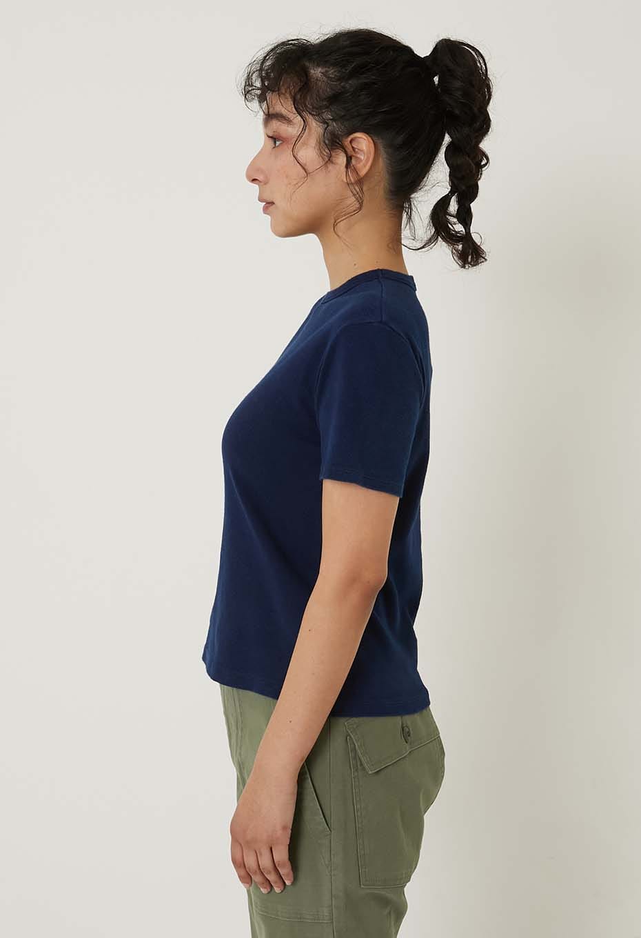 オーガニックコットン ソフトフライス テゾメ Tシャツ ウィメンズ - INDIGO