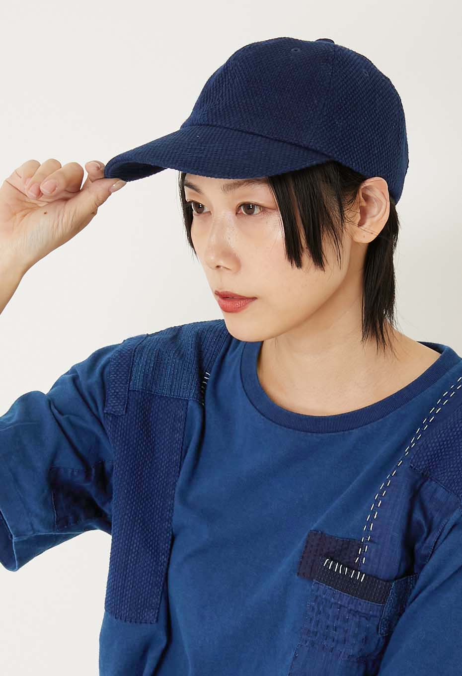 Woven Pure Indigo Light Sashiko Cap - INDIGO