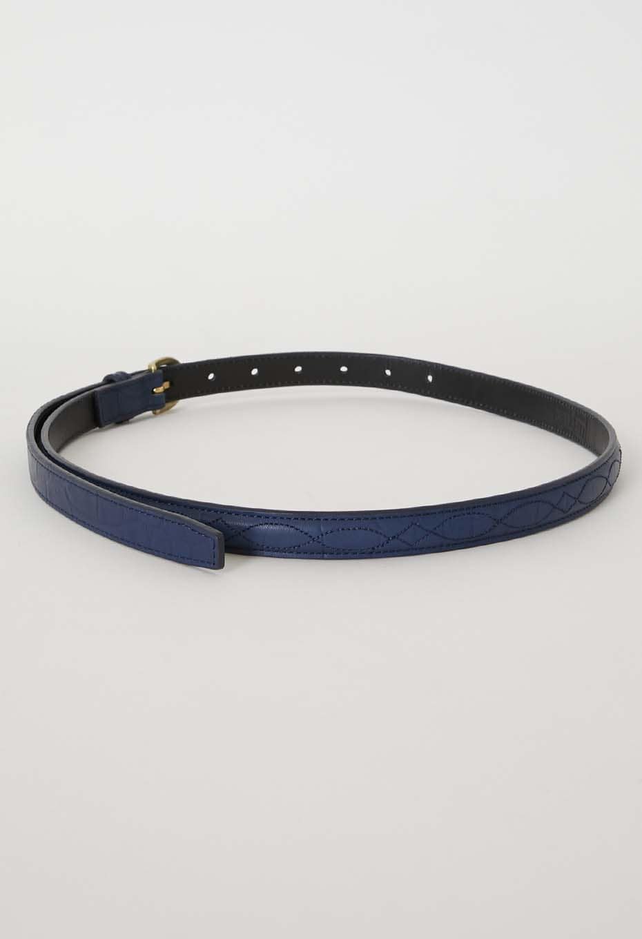 Leather narrow belt - INDIGO