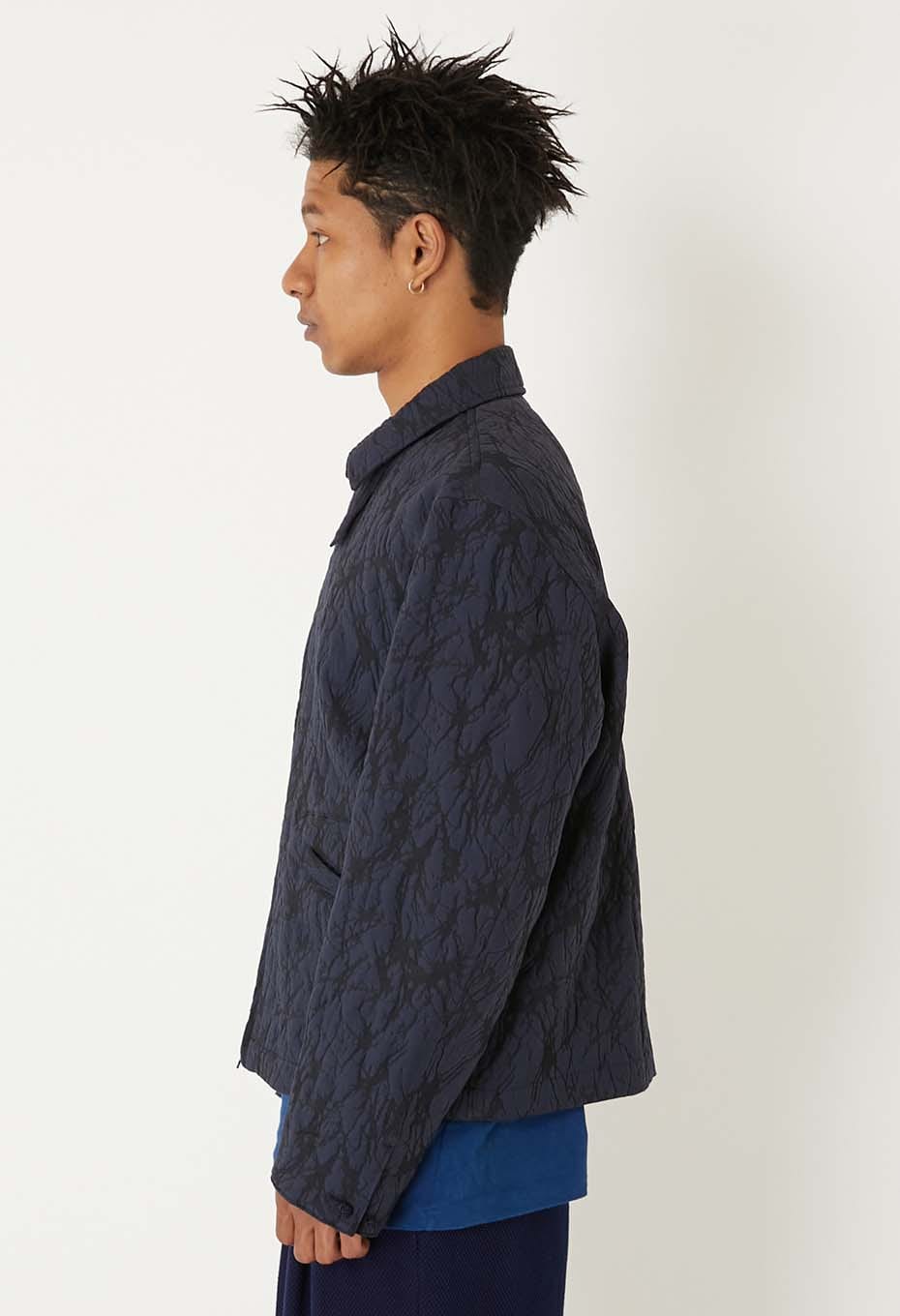 Glass jacquard zip-up jacket - DARK NAVY
