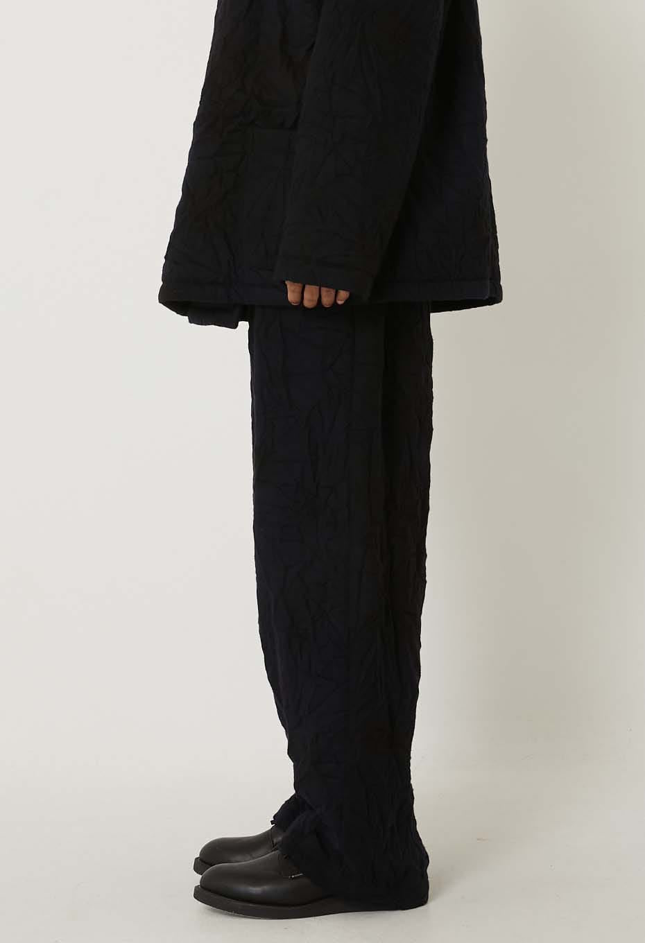 Murasome wool draw pants - DARK NAVY