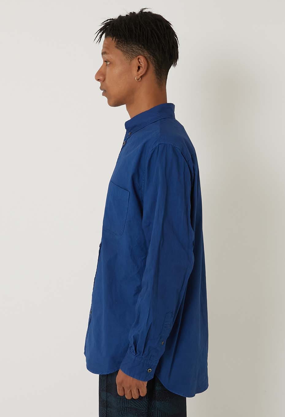 fine ox Woven Pure Indigo  Button-down long sleeve shirt - INDIGO