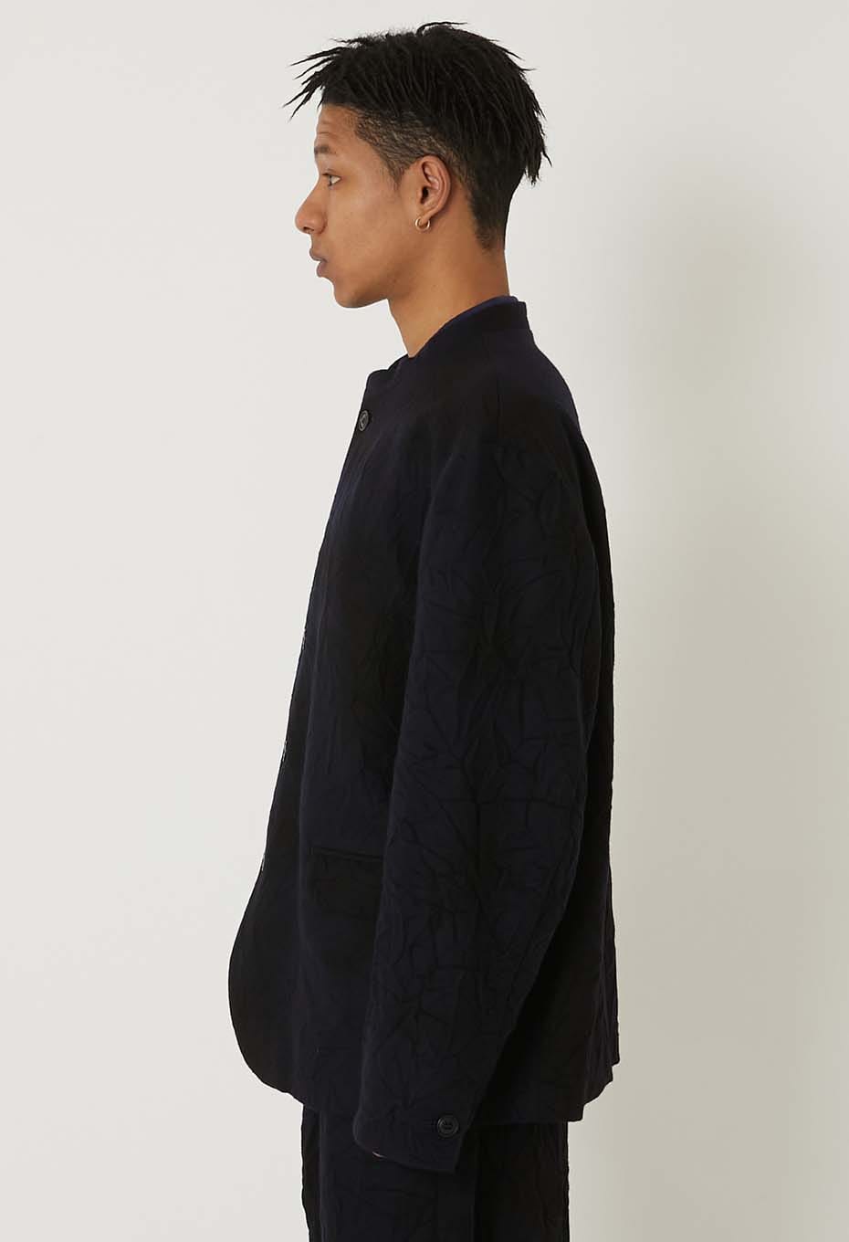 Murazome wool 5B stand collar jacket - DARK NAVY
