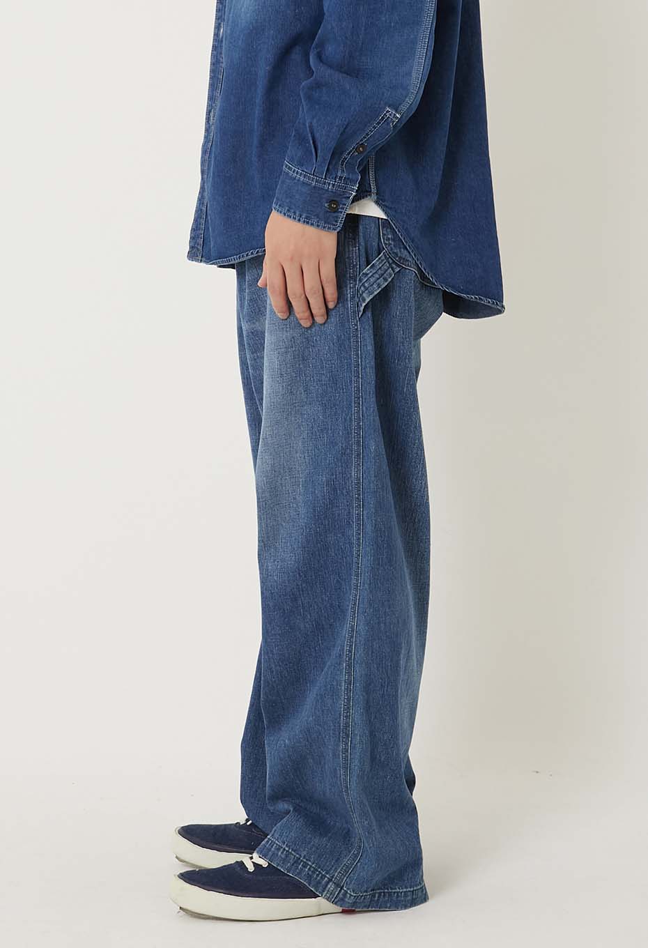 PA01 Selvedge Light Denim Vintage Wash Painter Pants - BLUE