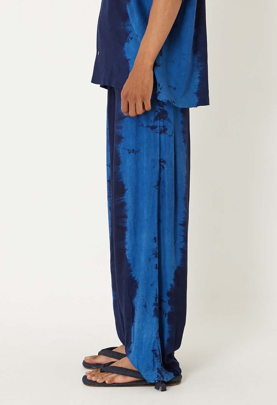 Aigasaneshibori Linen Easy Pants - INDIGO