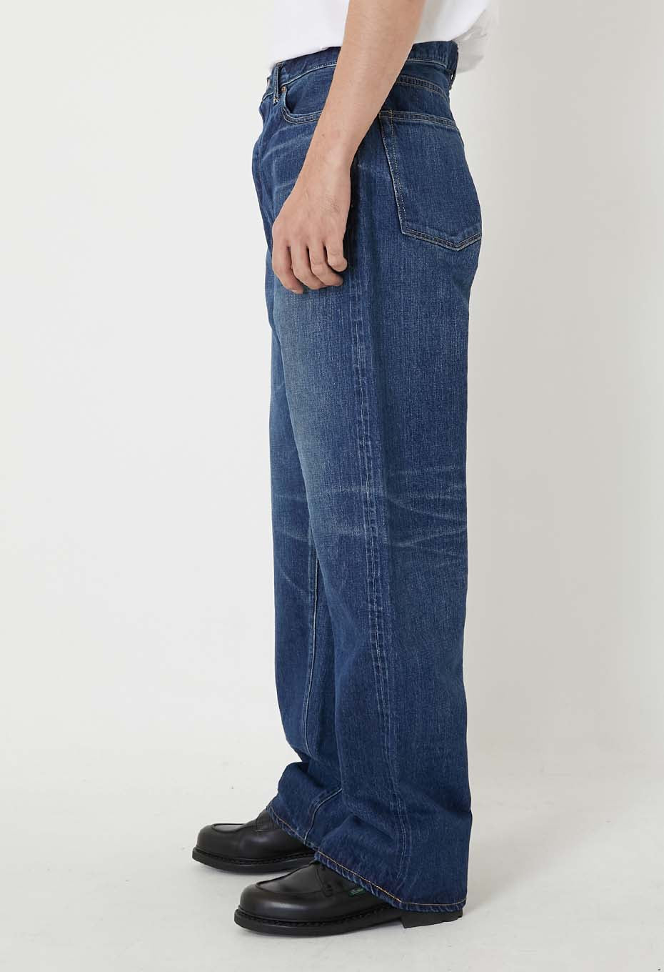 PP06 スーピマセルビッチ デニム DARK USED WASH ワイドジーンズ - INDIGO