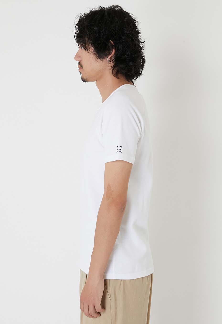 ストレッチフライス Vネックショートスリーブ Tシャツ - WHITE