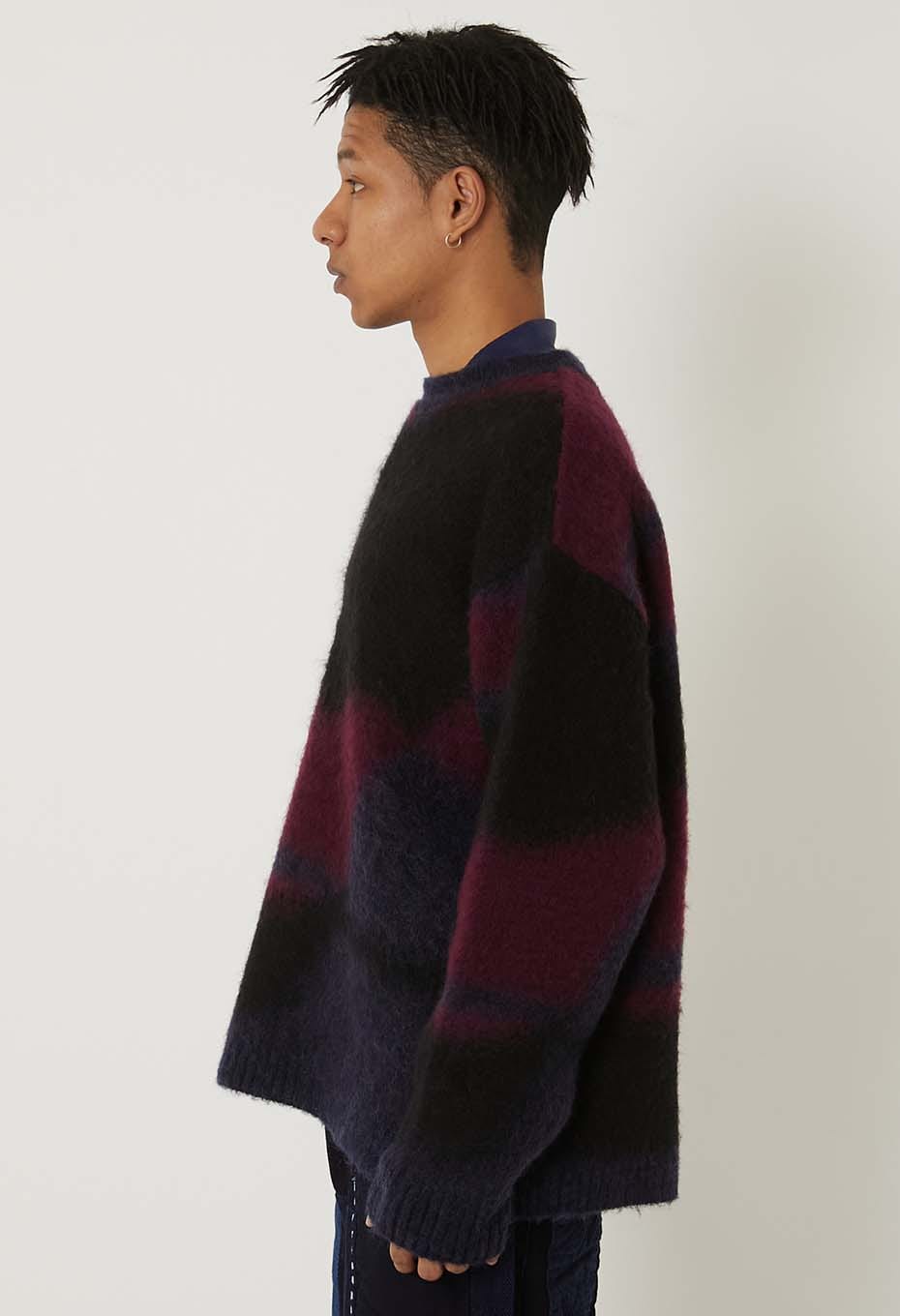 シャギーグラデーション プルオーバーニット - DARK NAVY