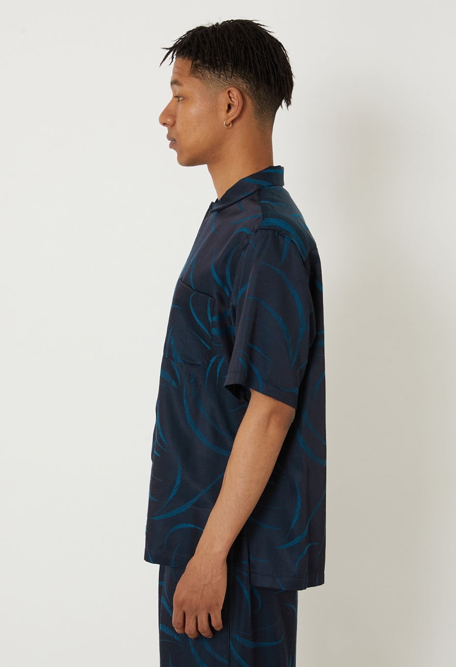 メブキサテン ショートスリーブ オープンカラーシャツ - DARK NAVY