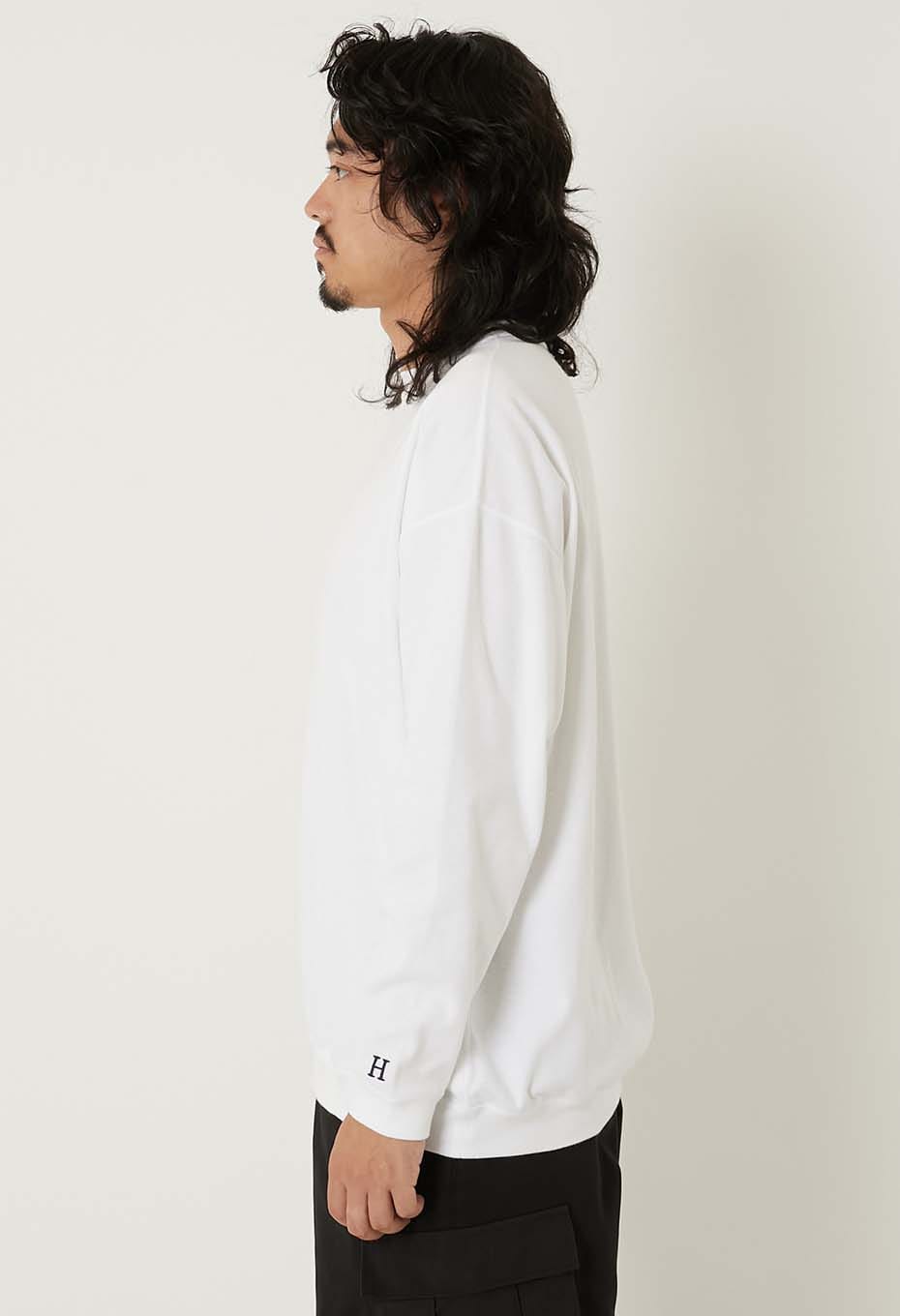 ストレッチフライス 9.5oz ヘムリブ ロングスリーブTシャツ - WHITE
