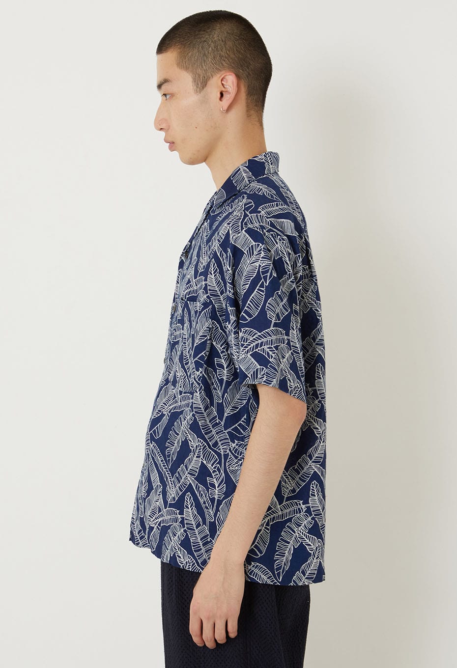 Indigo linen bashobassen short sleeve shirt - INDIGO
