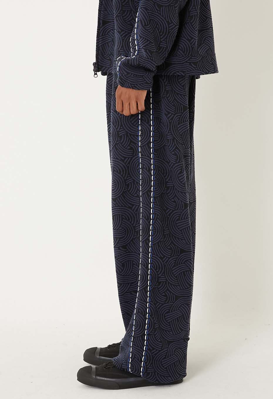 ミズヒキニットジャカード サイドラインパンツ - DARK NAVY