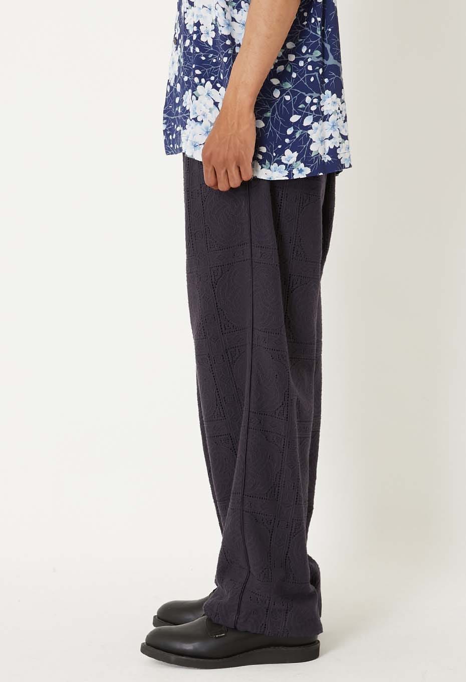 ミズヒキレース ドローストレートパンツ - DARK NAVY