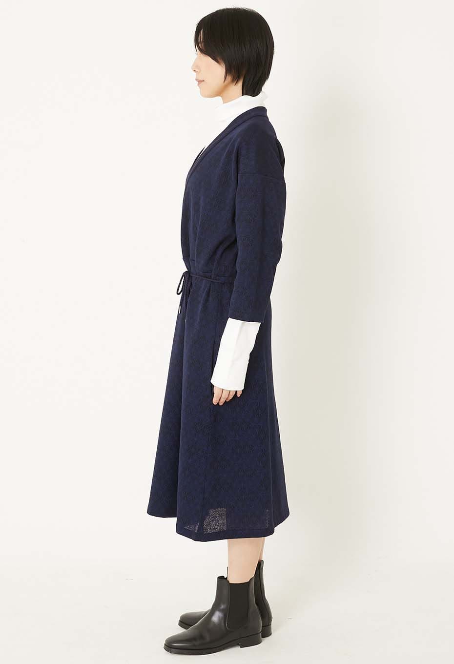 ウールニットジャカード ワンピース - NAVY