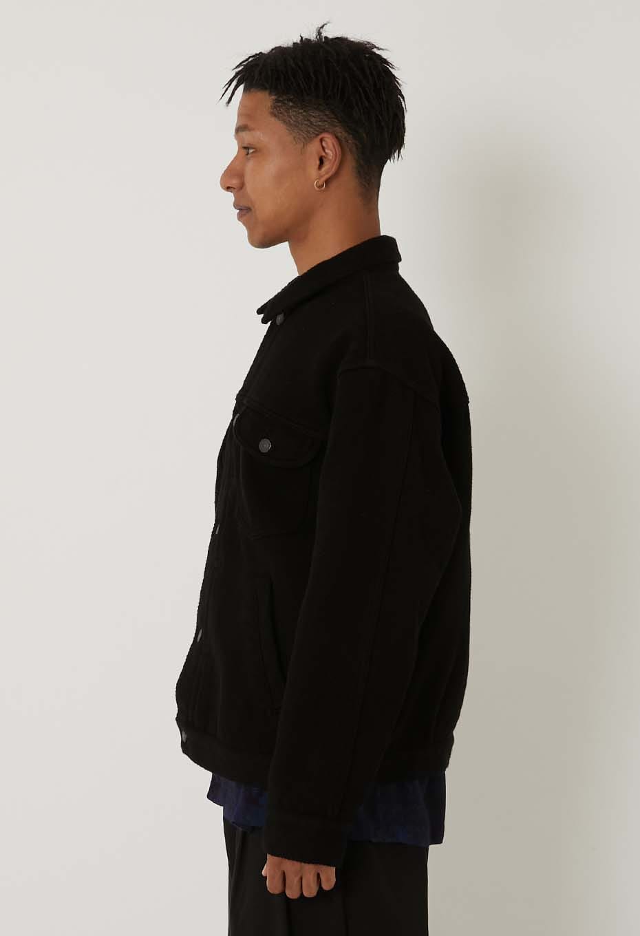 Nijuorisashiko Dark Black Trucker Jacket - BLACK